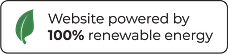 Badge stating website is powered by 100% renewable energy