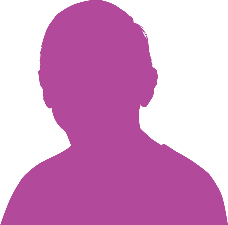 Purple graphic silhouette of male head and shoulders