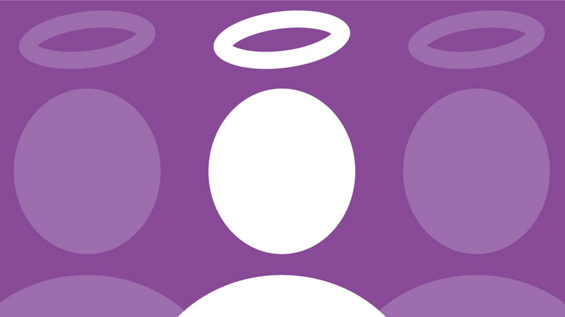 Graphic of a saint with a halo