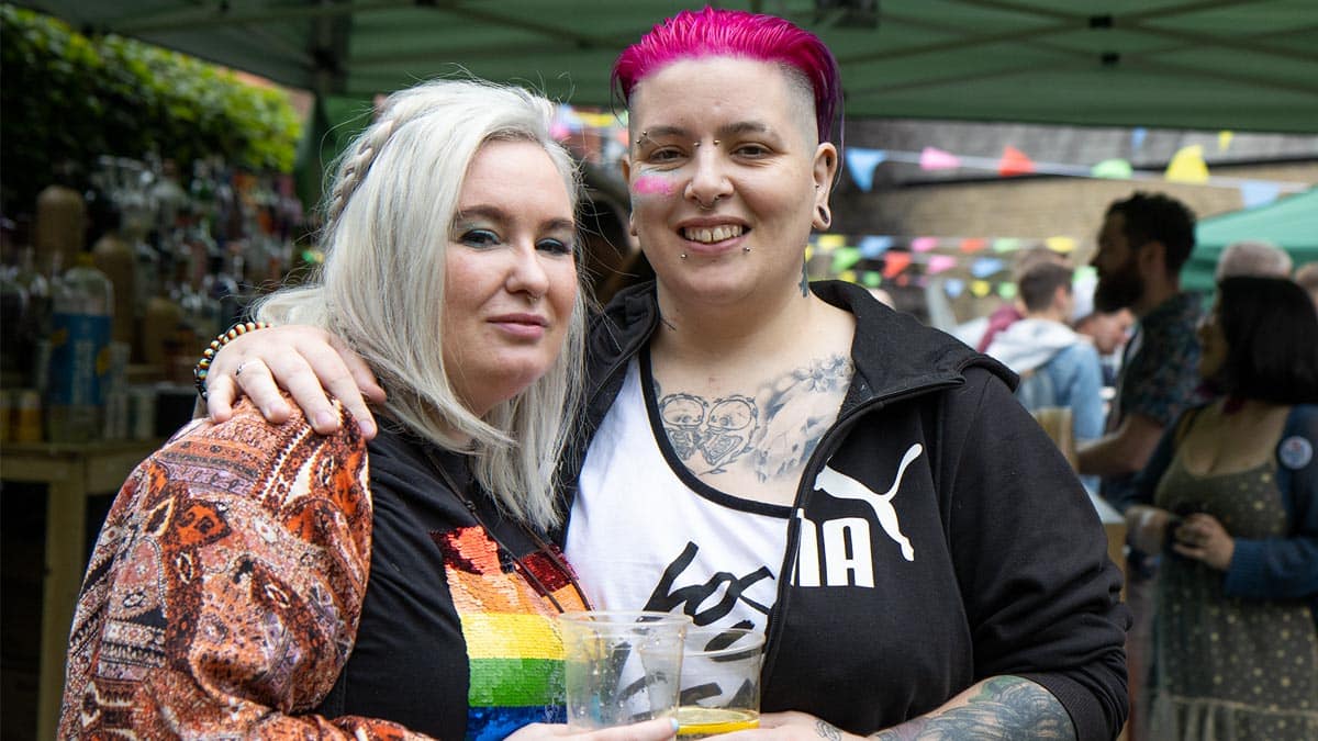 Two revellers at Didsbury Pride 21